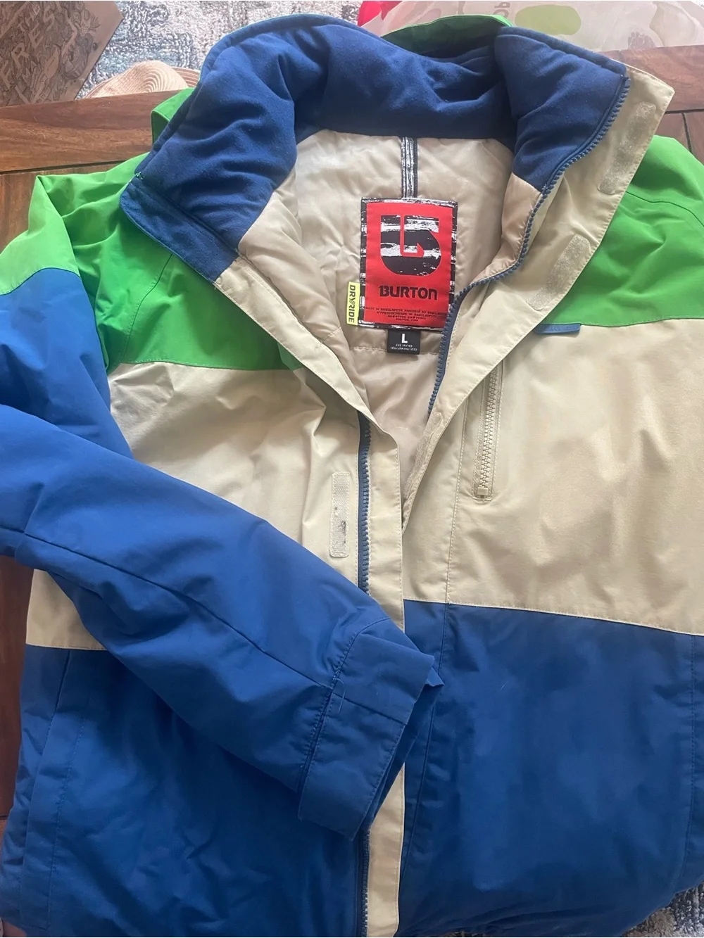 Burton Kids Blue, Green & Cream Colorblock Puffer Jacket